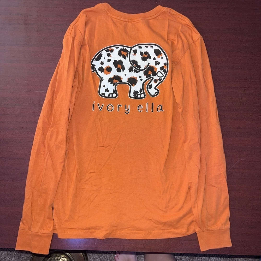 Ivory Ella Long Sleeve Tee in Warm Orange